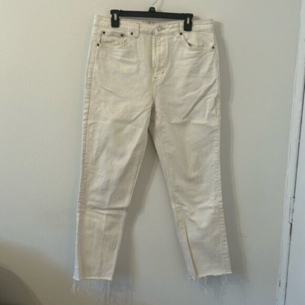 TOPSHOP White Straight Jeans Size 34 Tall